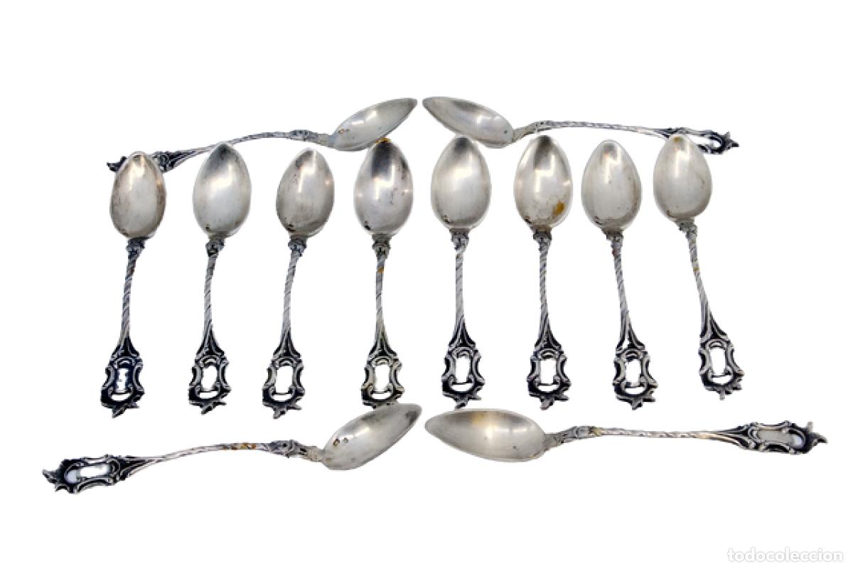 Antiques: Juego de 12 cucharillas de caf&eacute; de plata