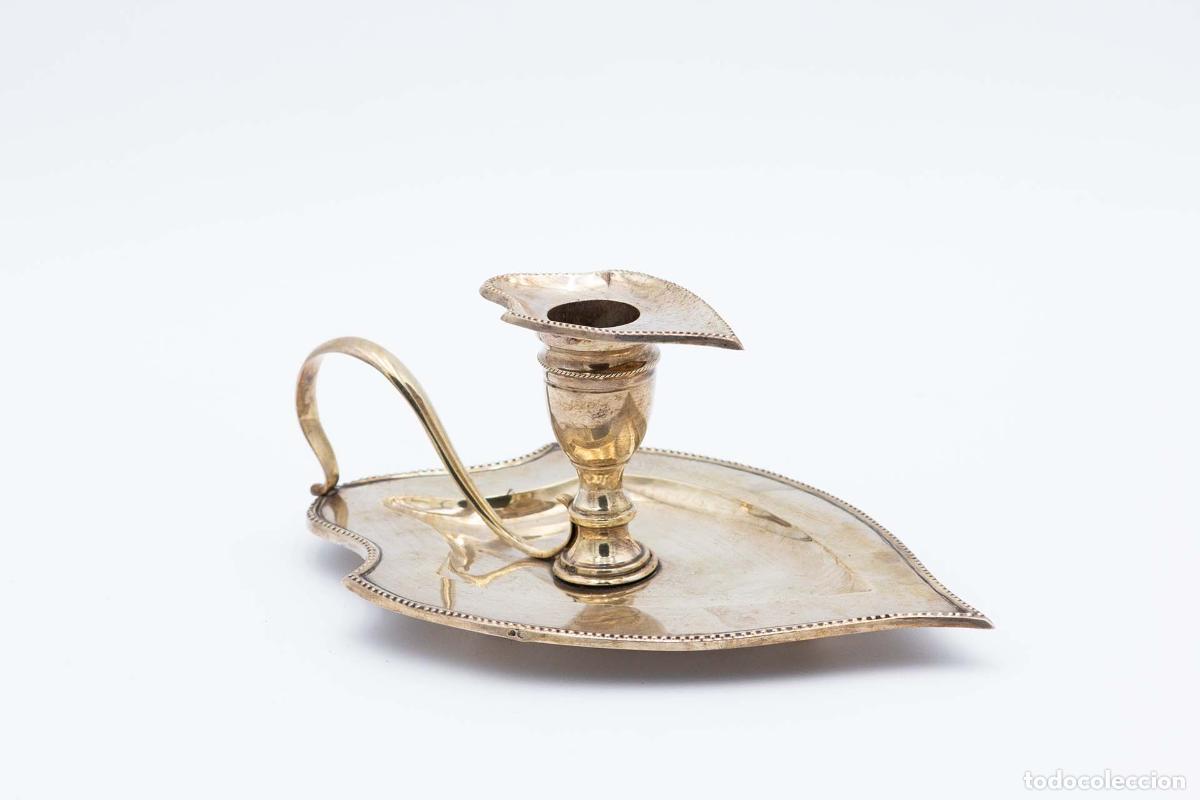 Antiguidades: Candelabro de mano, en plata