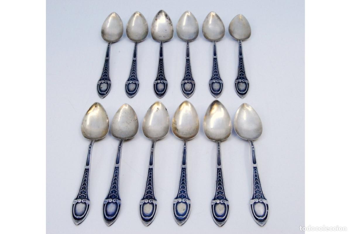 Antig&uuml;edades: Juego de 12 cucharillas de plata - Foto 2