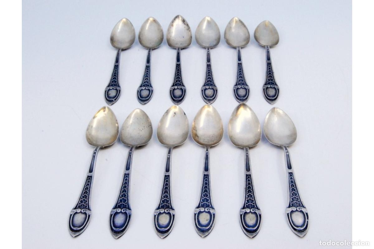 Antig&uuml;edades: Juego de 12 cucharillas de plata - Foto 3