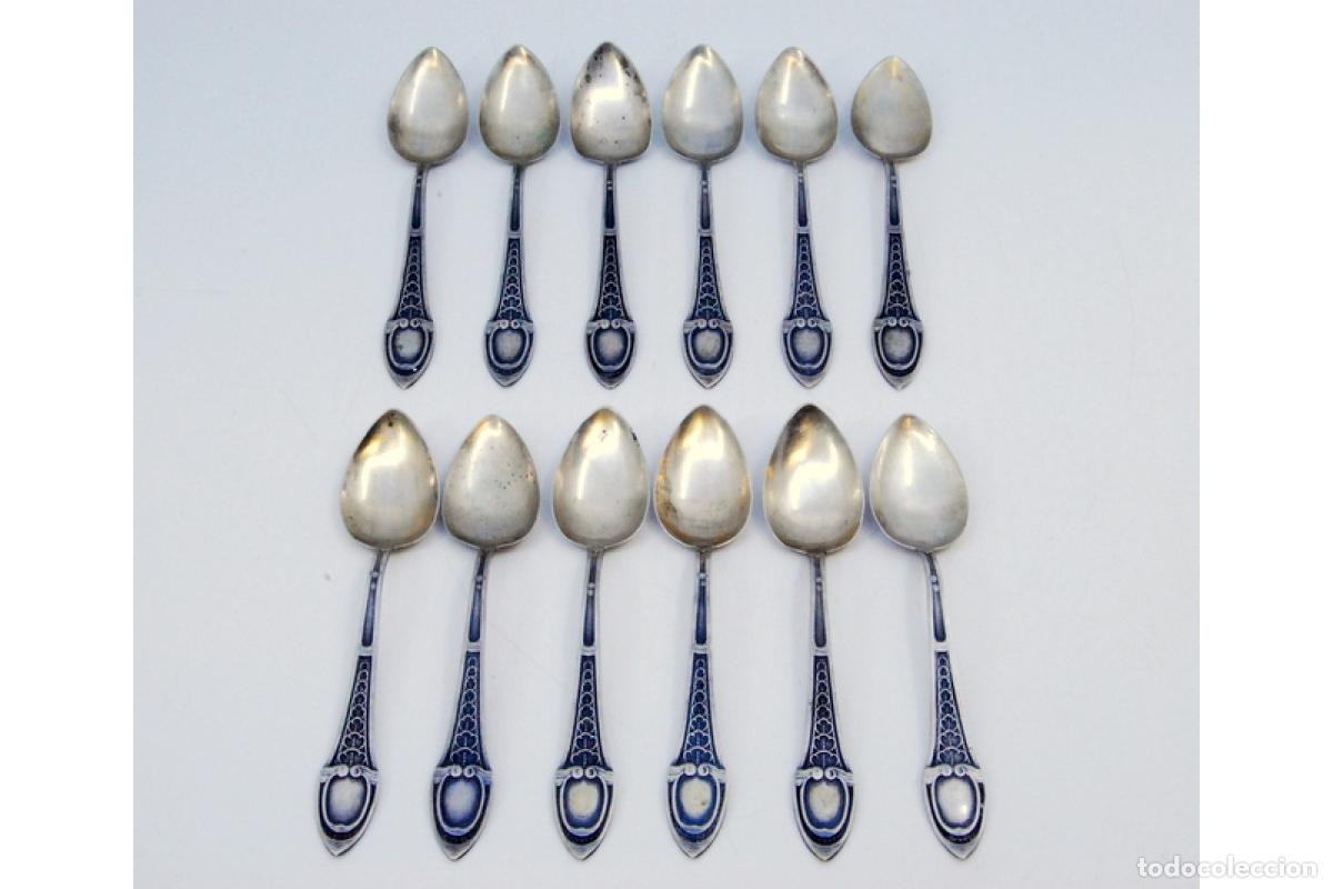 Antig&uuml;edades: Juego de 12 cucharillas de plata - Foto 4
