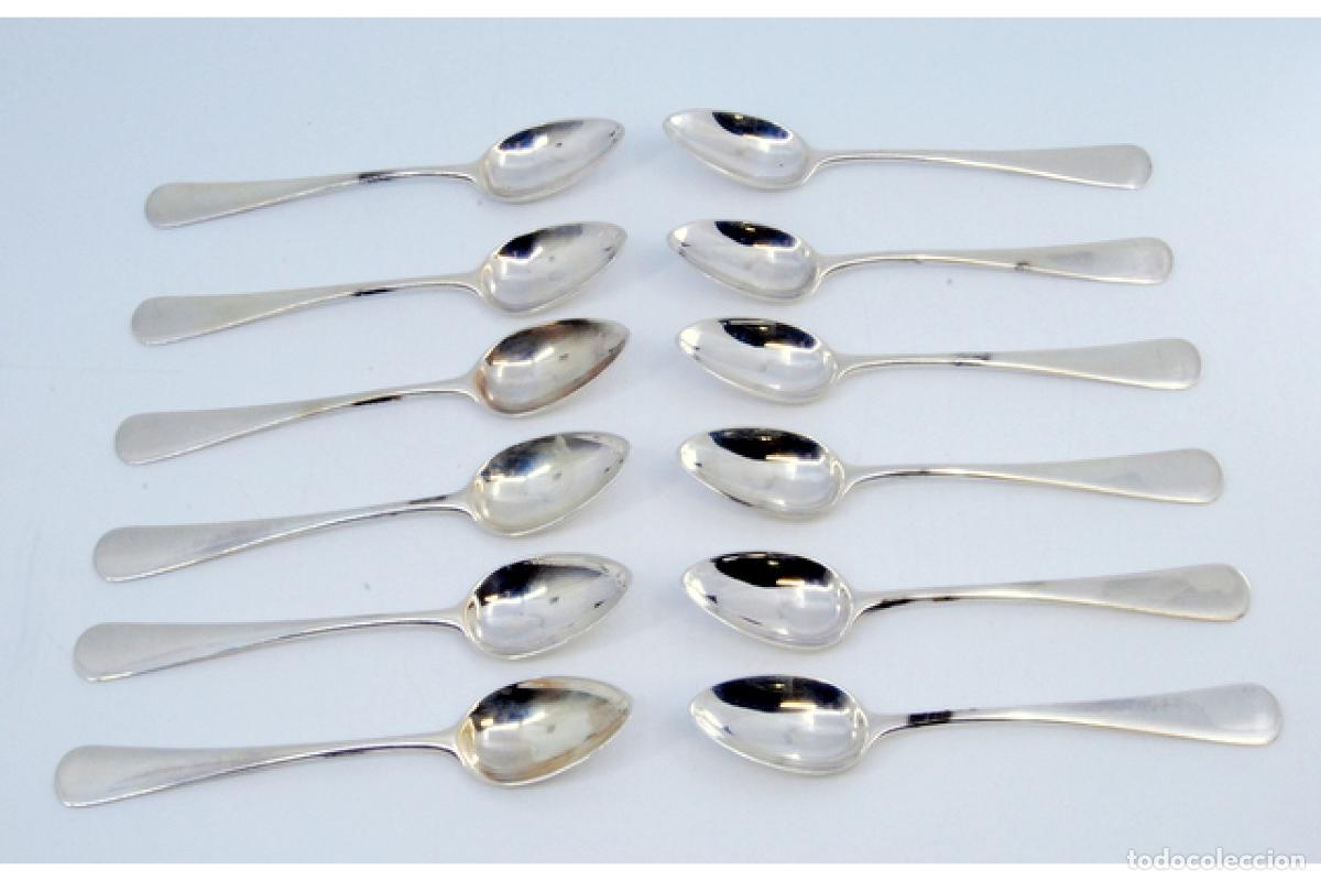 Antig&uuml;edades: Juego de 12 cucharillas de plata - Foto 2