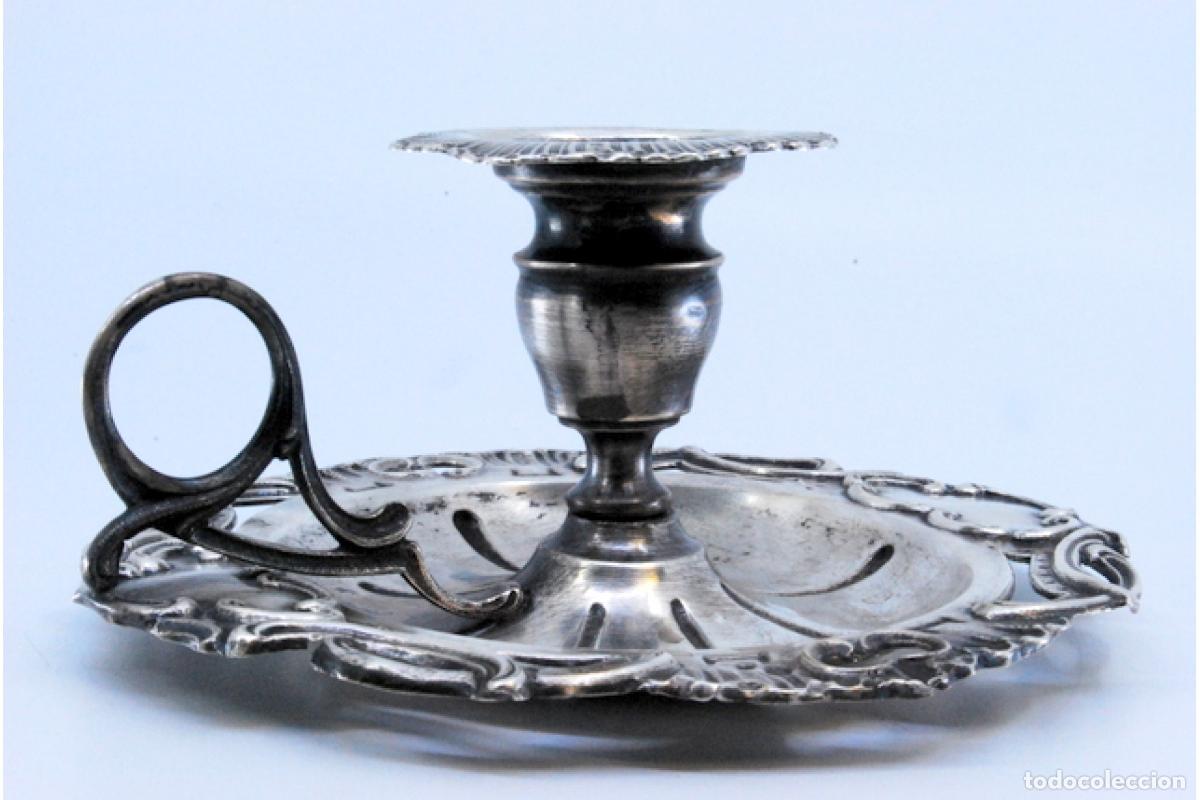 Antig&uuml;edades: Candelabro de mano, en plata - Foto 2