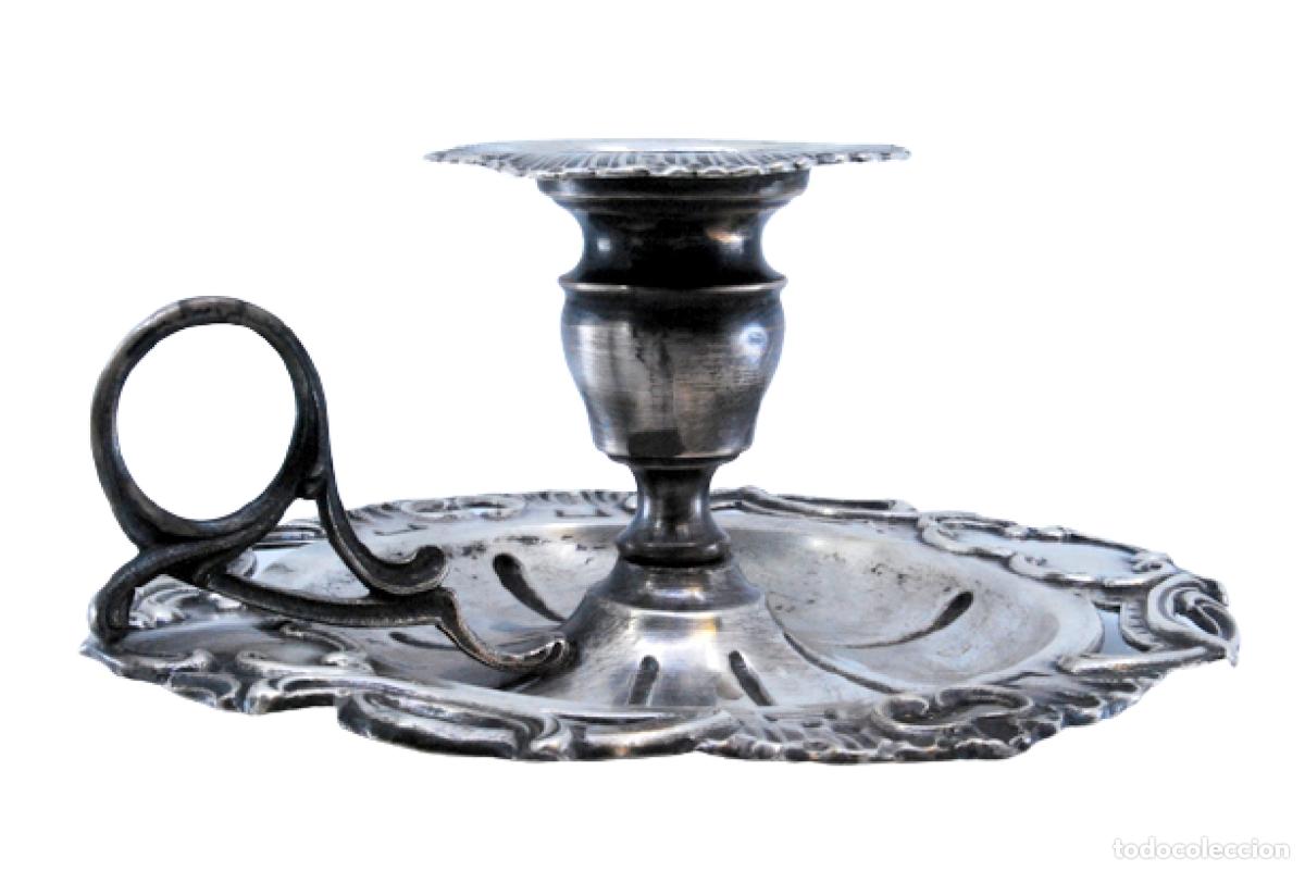 Antig&uuml;edades: Candelabro de mano, en plata - Foto 1