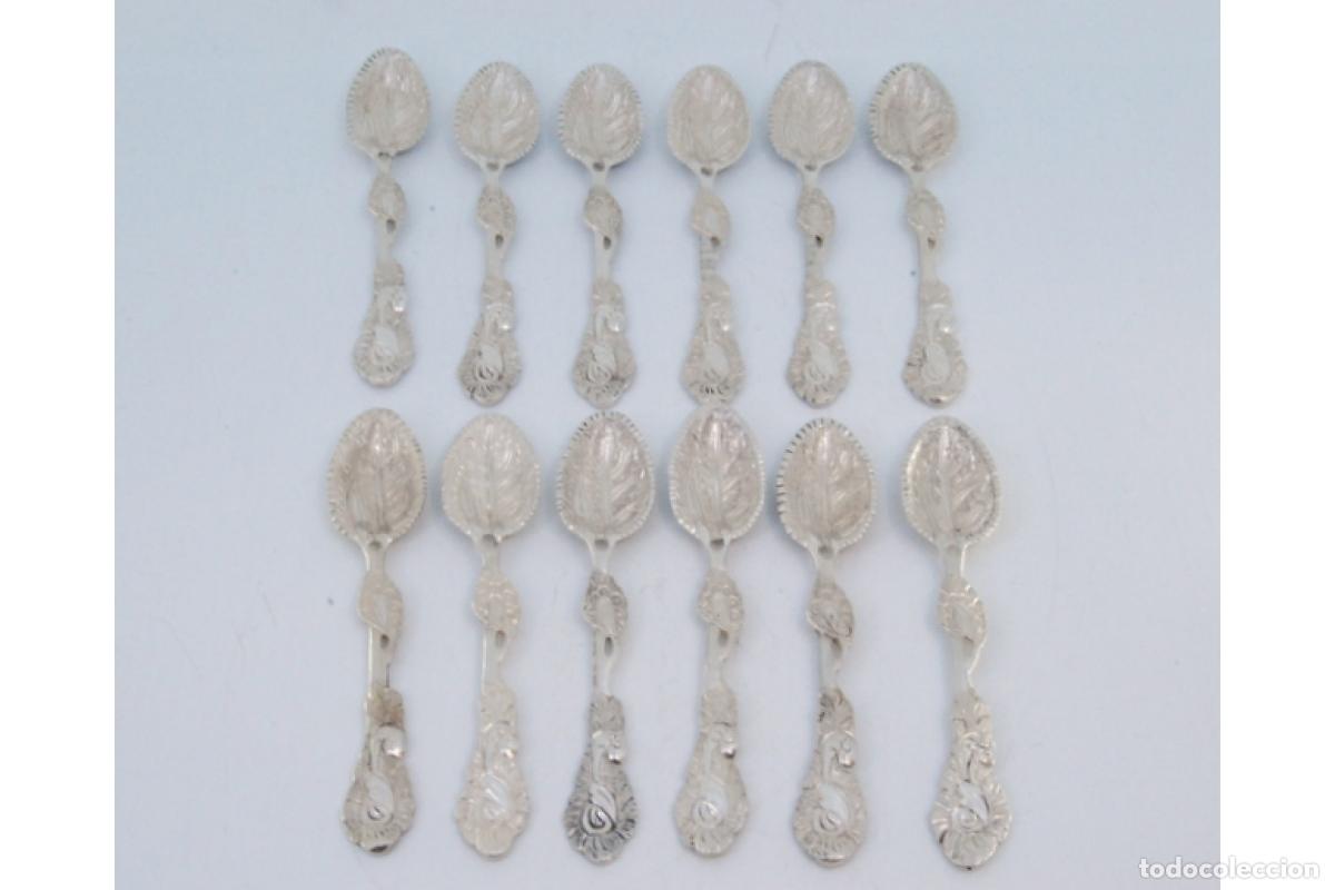 Antig&uuml;edades: Juego de 12 cucharillas de plata - Foto 2