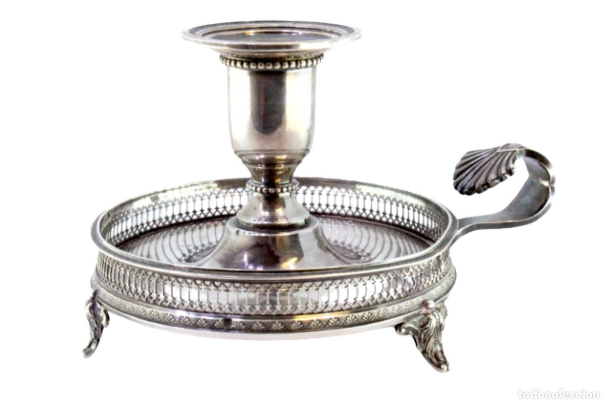 Antig&uuml;edades: Candelabro de mano, en plata - Foto 1