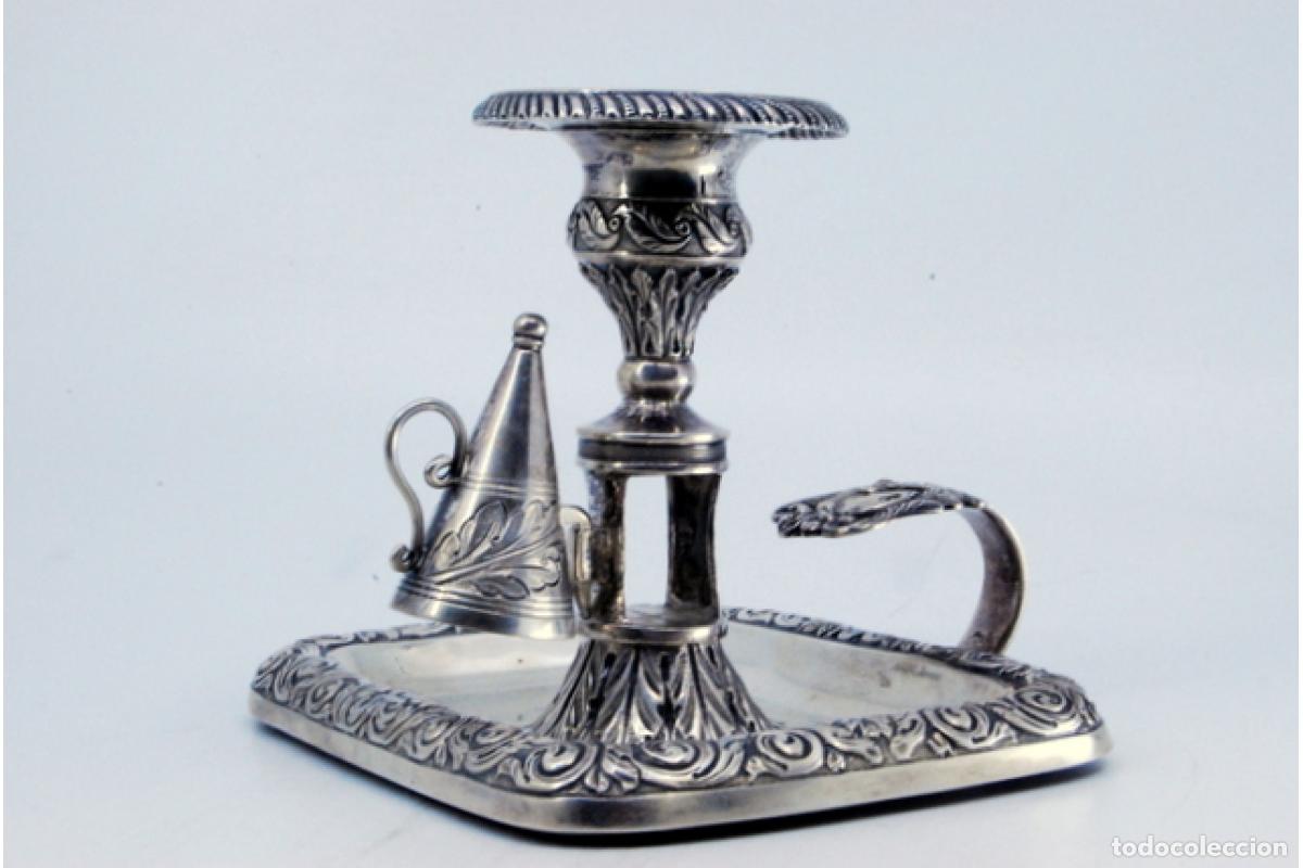 Antig&uuml;edades: Candelabro de mano, en plata - Foto 2