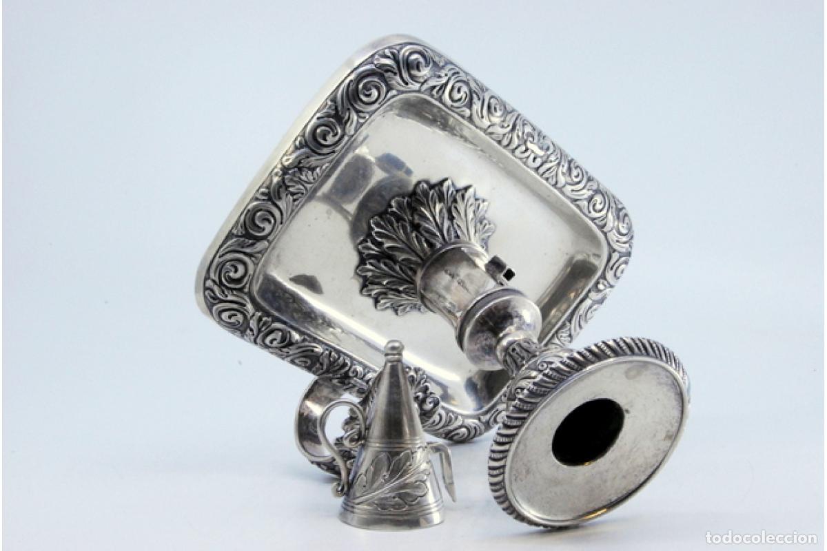 Antig&uuml;edades: Candelabro de mano, en plata - Foto 4