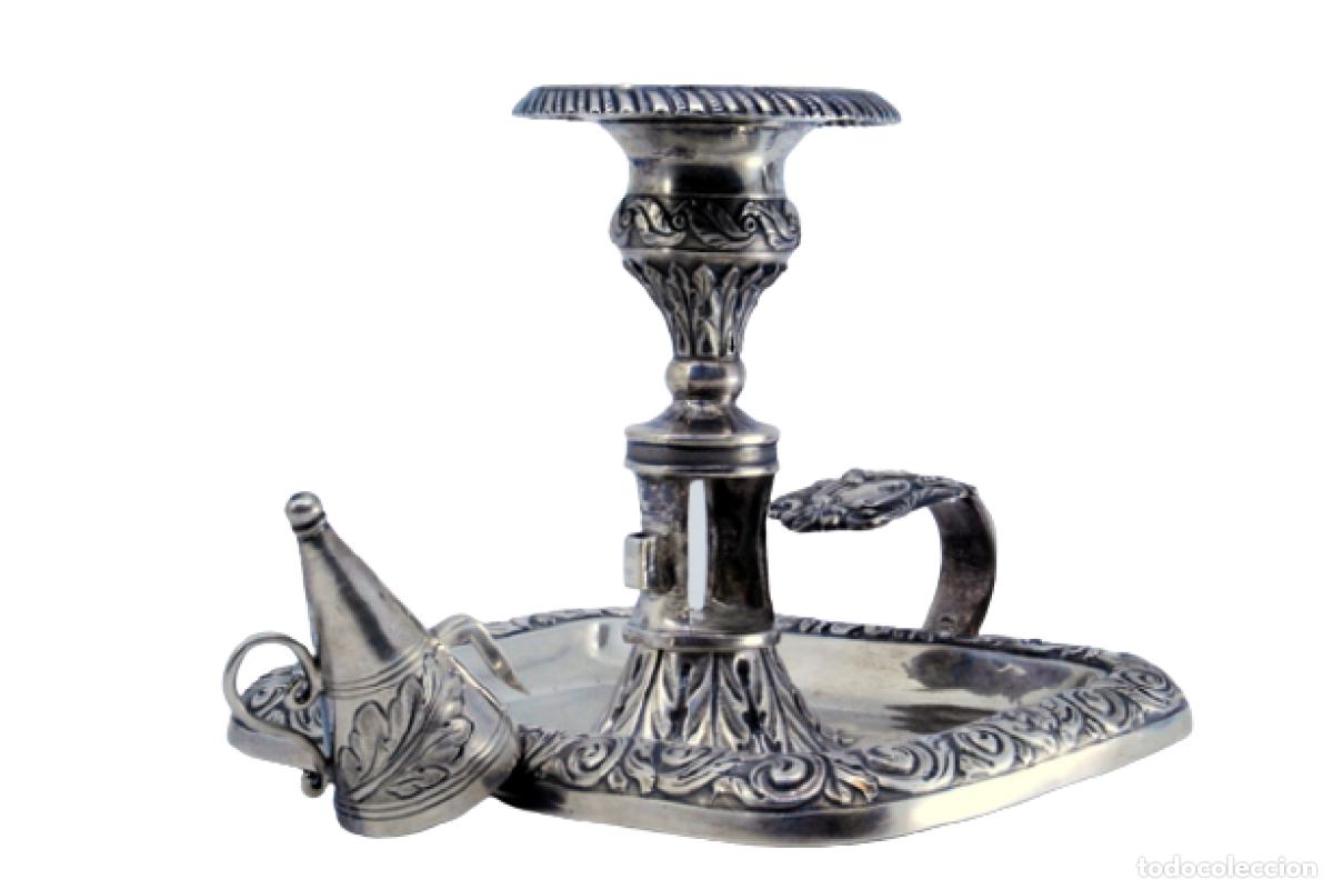 Antig&uuml;edades: Candelabro de mano, en plata - Foto 1