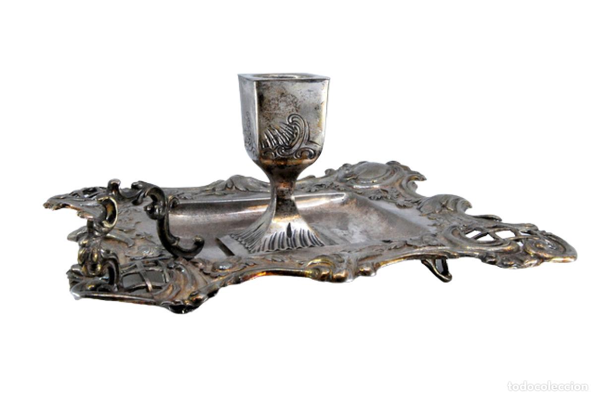 Antig&uuml;edades: Candelabro de mano, en plata - Foto 1