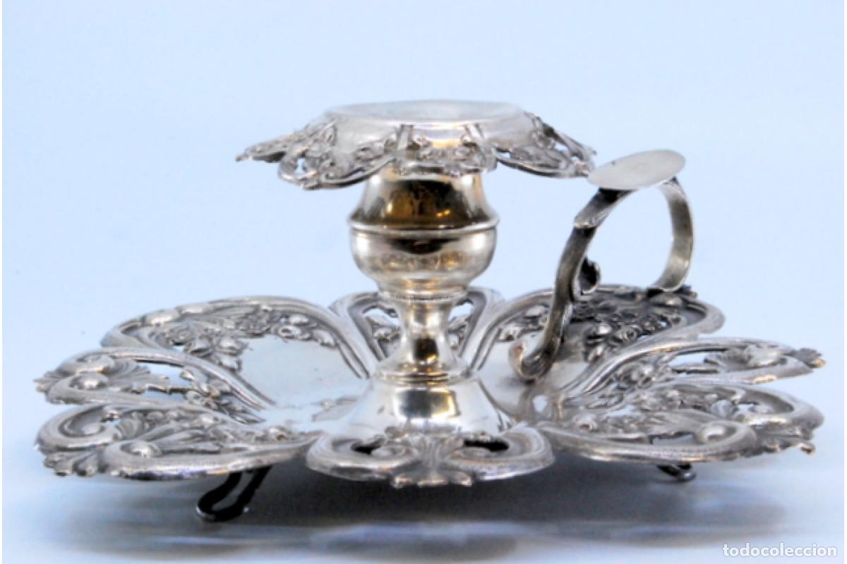 Antig&uuml;edades: Candelabro de mano, en plata - Foto 2