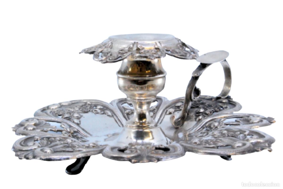 Antig&uuml;edades: Candelabro de mano, en plata - Foto 1