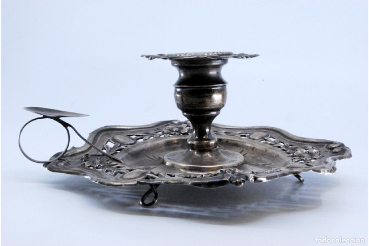 Antig&uuml;edades: Candelabro de mano, en plata - Foto 2