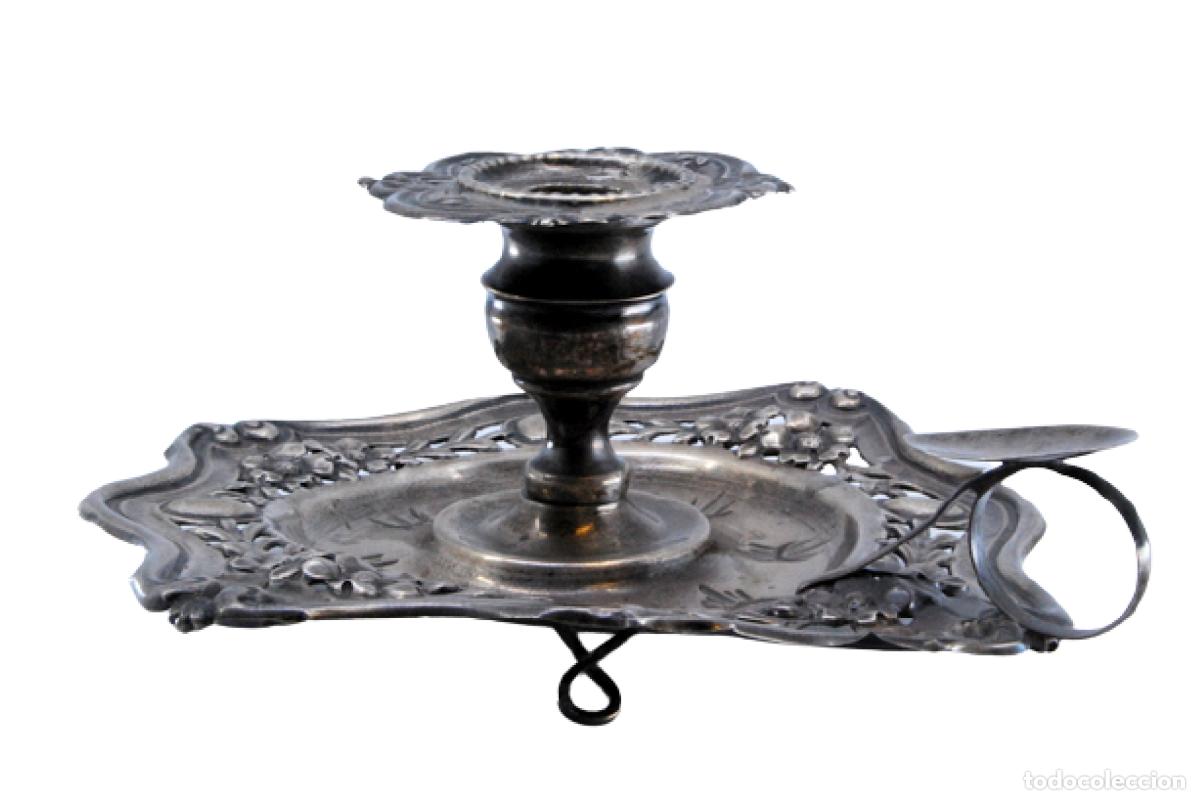 Antig&uuml;edades: Candelabro de mano, en plata - Foto 1