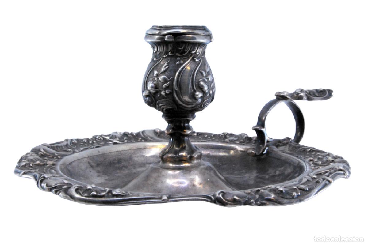 Antig&uuml;edades: Candelabro de mano, en plata - Foto 1