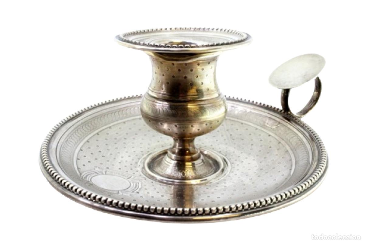 Antig&uuml;edades: Candelabro de mano, en plata - Foto 1