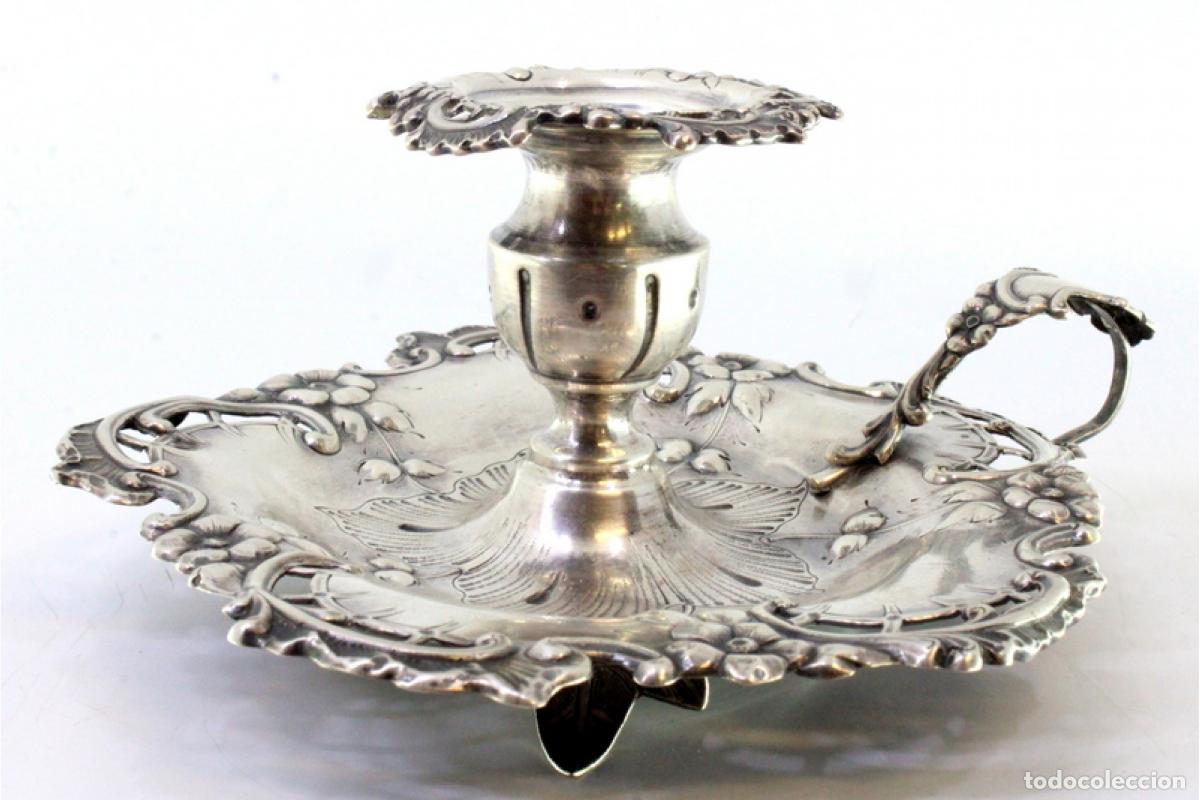 Antig&uuml;edades: Candelabro de mano, en plata - Foto 2