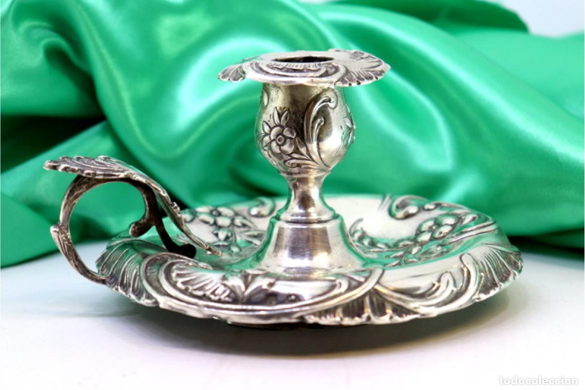 Antig&uuml;edades: Candelabro de mano, en plata - Foto 2