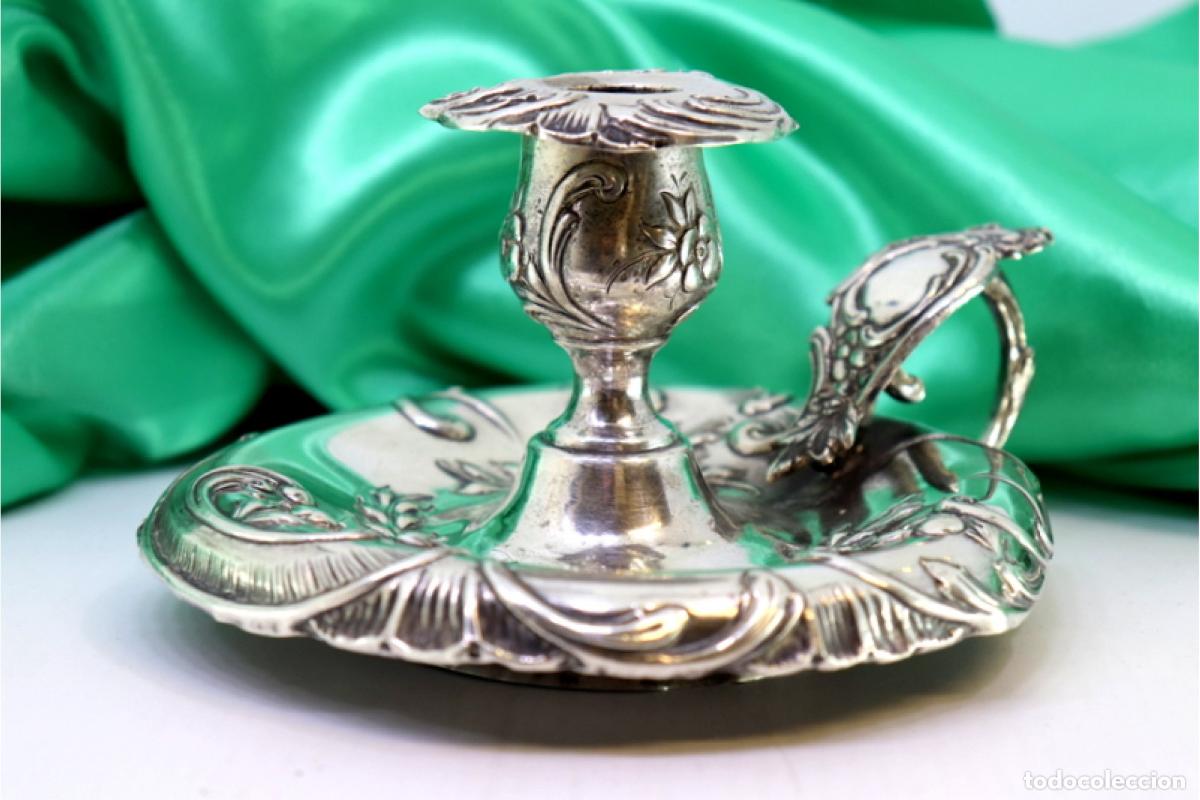 Antig&uuml;edades: Candelabro de mano, en plata - Foto 1