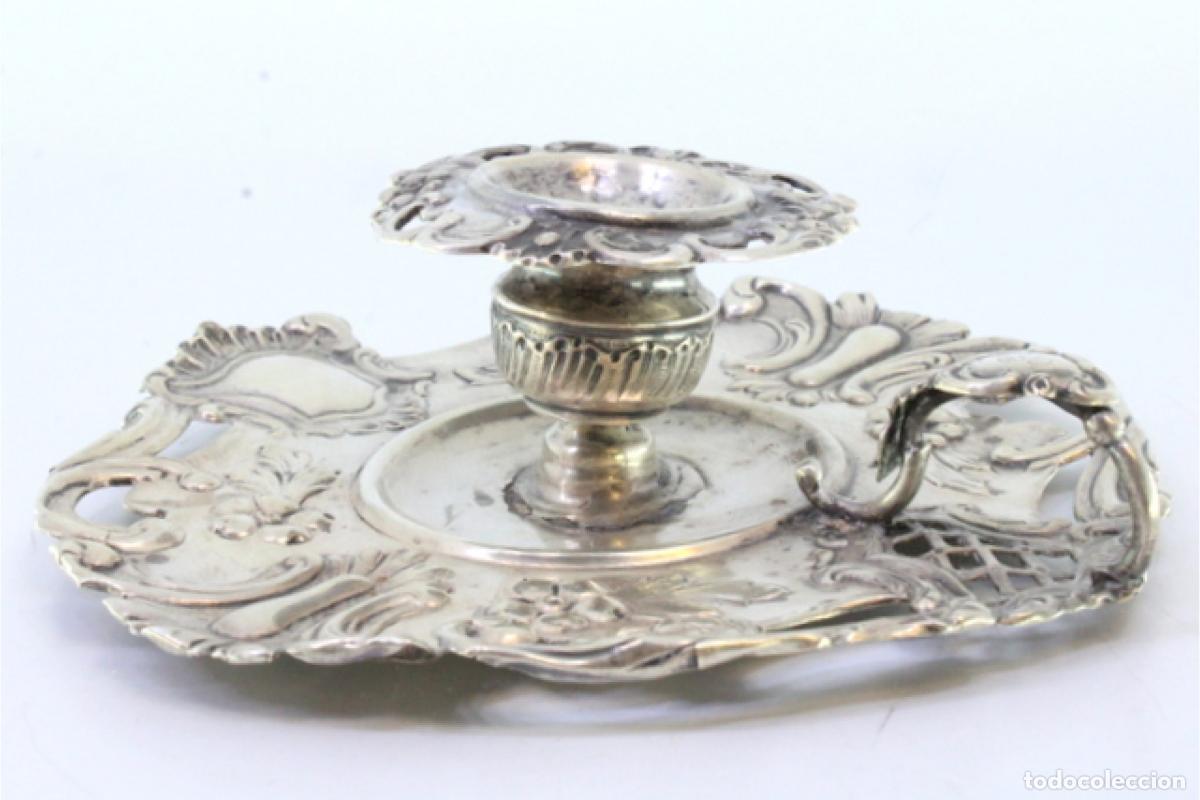 Antig&uuml;edades: Candelabro de mano, en plata - Foto 2