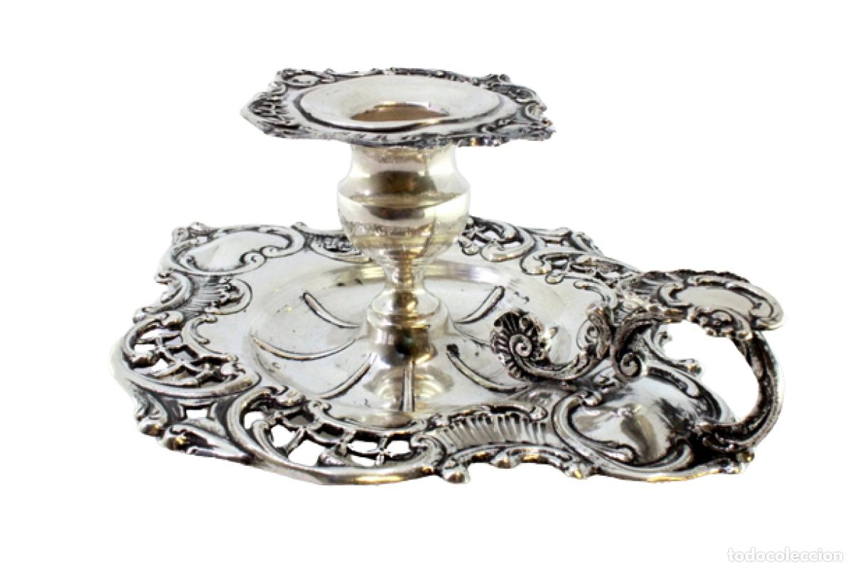 Antig&uuml;edades: Candelabro de mano, en plata - Foto 1