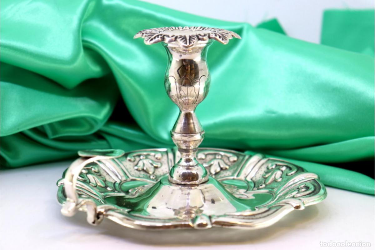 Antig&uuml;edades: Candelabro de mano, en plata - Foto 1