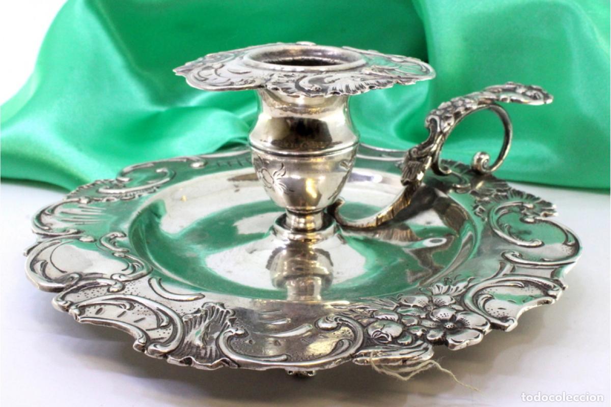 Antig&uuml;edades: Candelabro de mano, en plata - Foto 2
