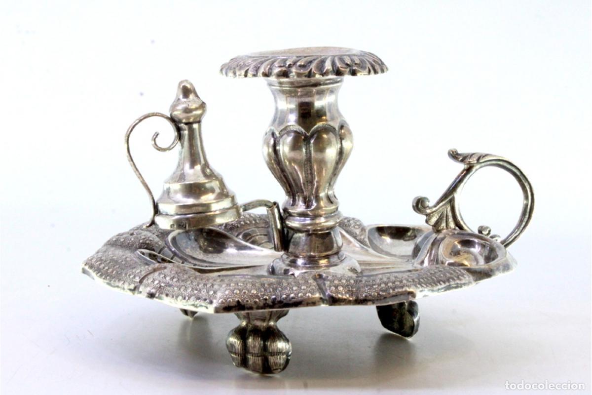 Antig&uuml;edades: Candelabro de mano, en plata - Foto 2