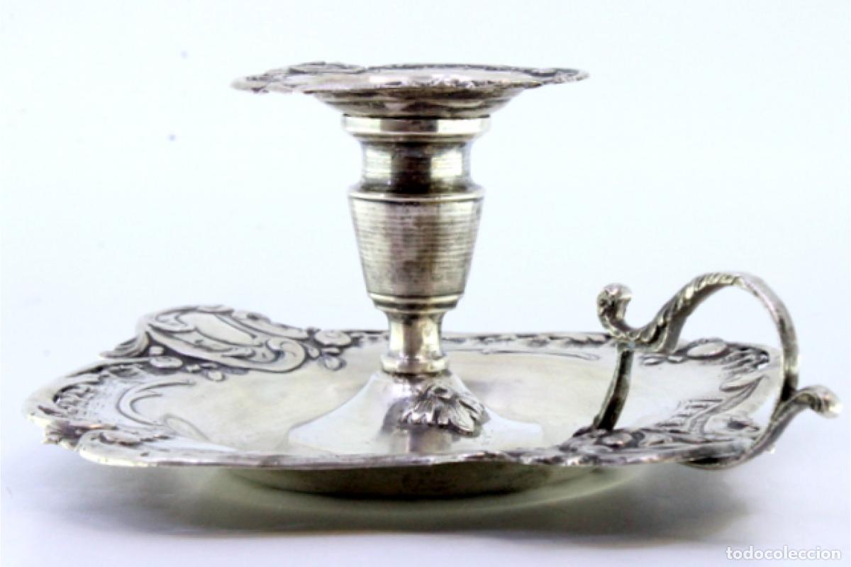 Antig&uuml;edades: Candelabro de mano, en plata - Foto 2