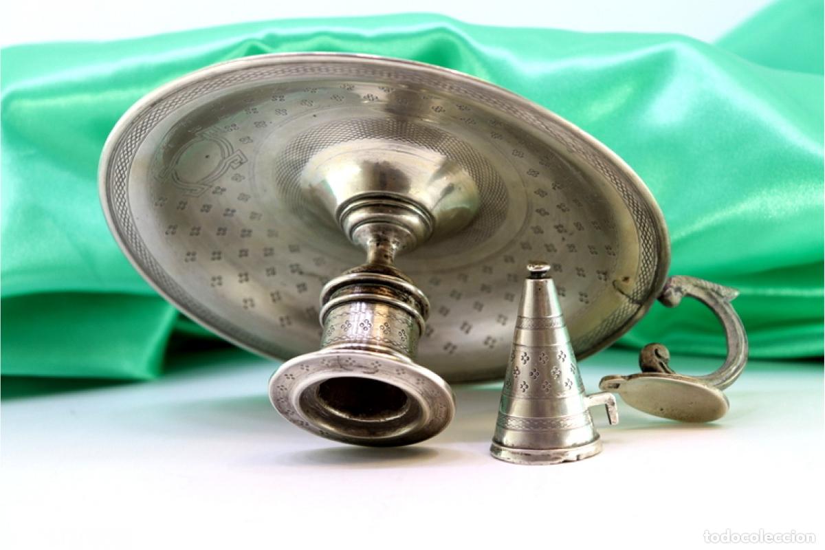 Antig&uuml;edades: Candelabro de mano, en plata - Foto 4