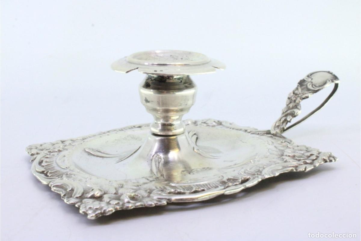 Antig&uuml;edades: Candelabro de mano, en plata - Foto 2