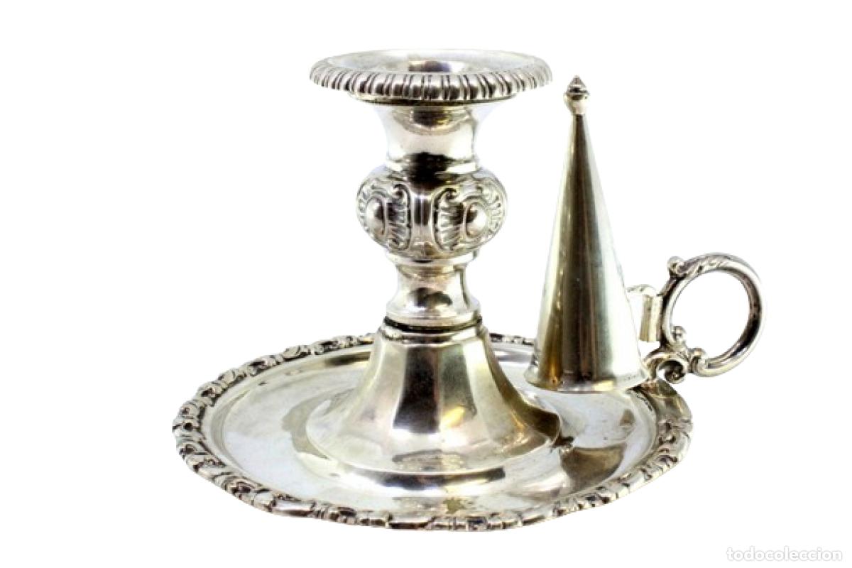 Antig&uuml;edades: Candelabro de mano, en plata - Foto 1