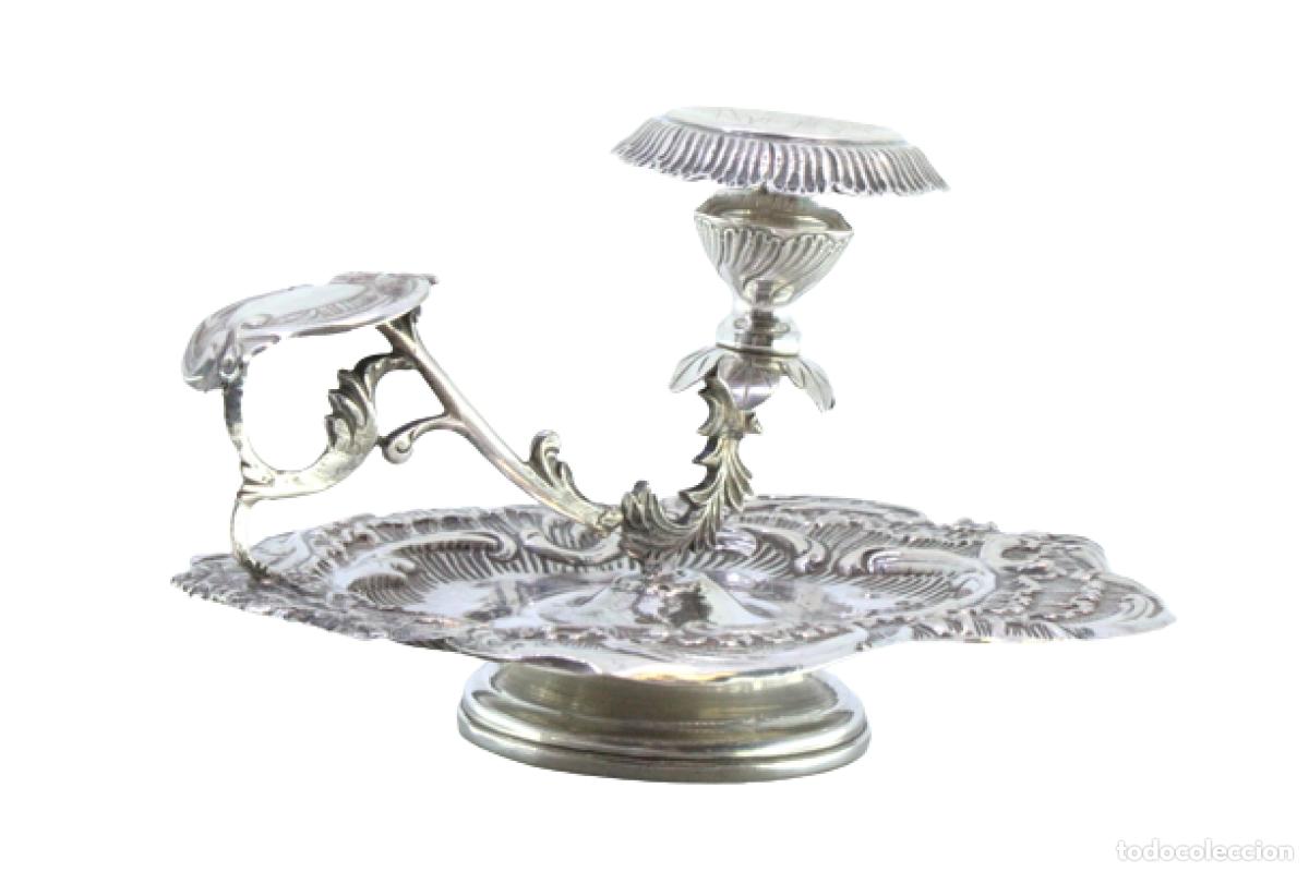 Antig&uuml;edades: Candelabro de mano, en plata - Foto 1