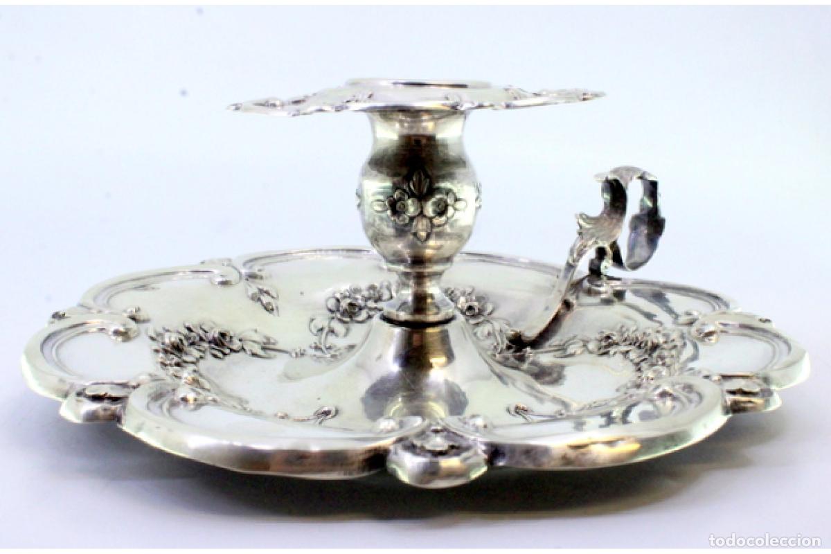 Antig&uuml;edades: Candelabro de mano, en plata - Foto 2