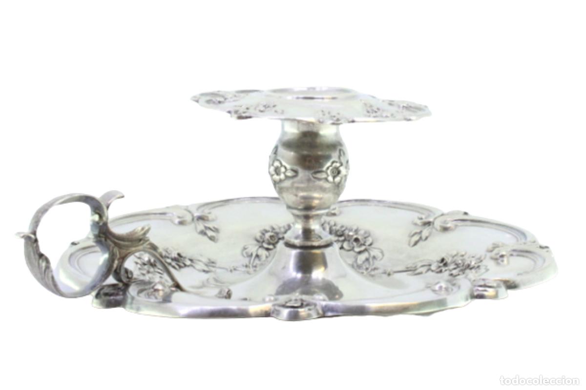 Antig&uuml;edades: Candelabro de mano, en plata - Foto 1