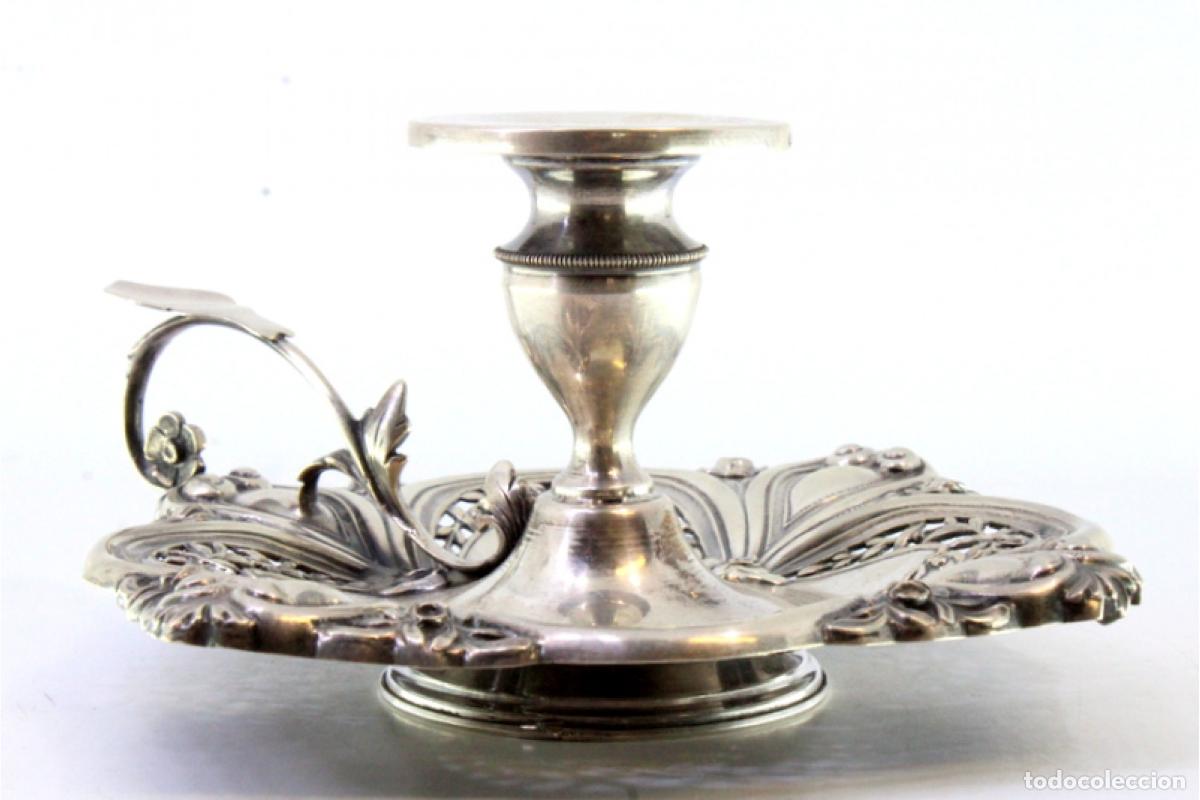 Antig&uuml;edades: Candelabro de mano, en plata - Foto 2