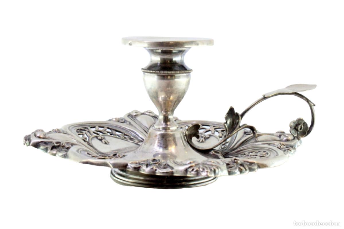 Antig&uuml;edades: Candelabro de mano, en plata - Foto 1