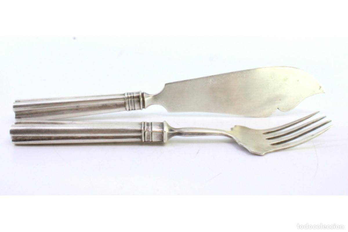 Antig&uuml;edades: Cuchillo y tenedor de plata para queso. - Foto 2