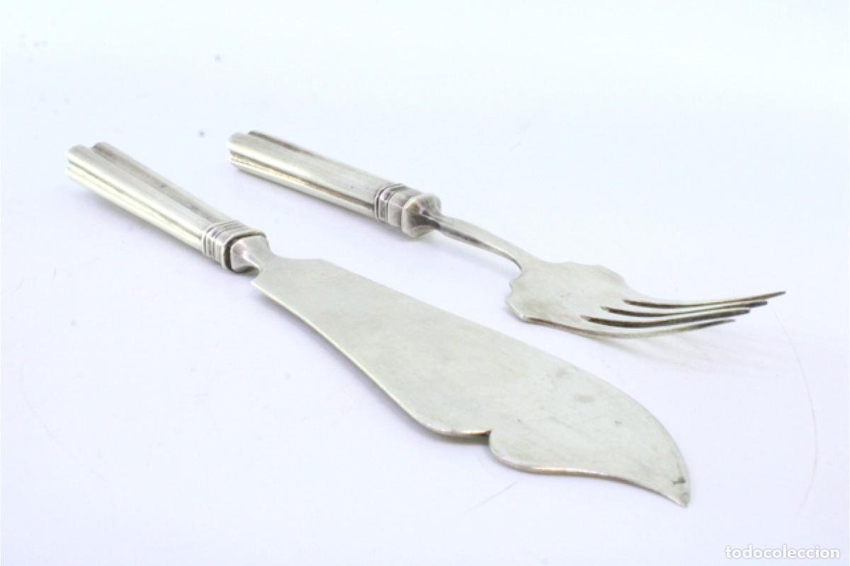 Antig&uuml;edades: Cuchillo y tenedor de plata para queso. - Foto 3