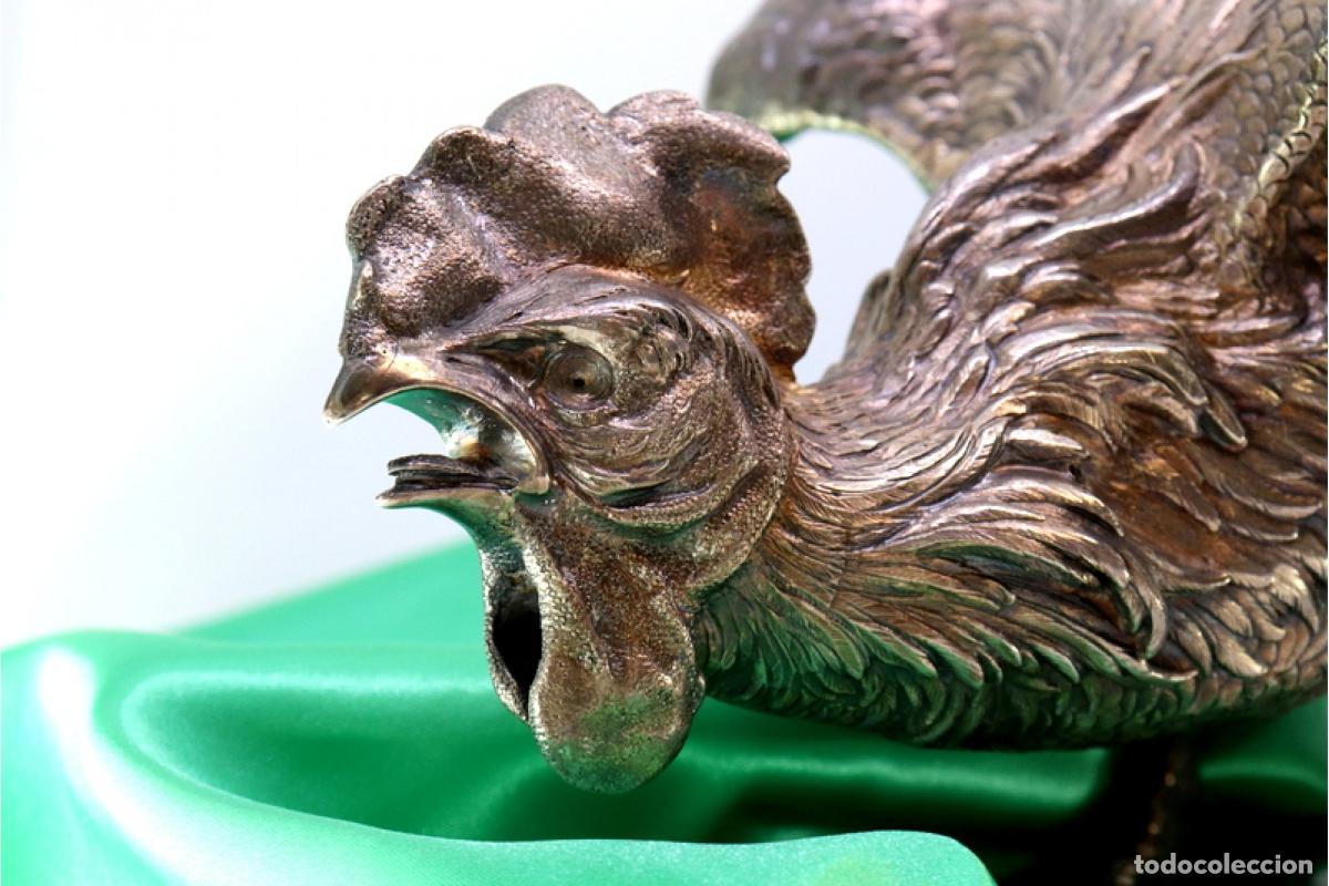Antig&uuml;edades: Conjunto de gallos de pelea, en plata. - Foto 7