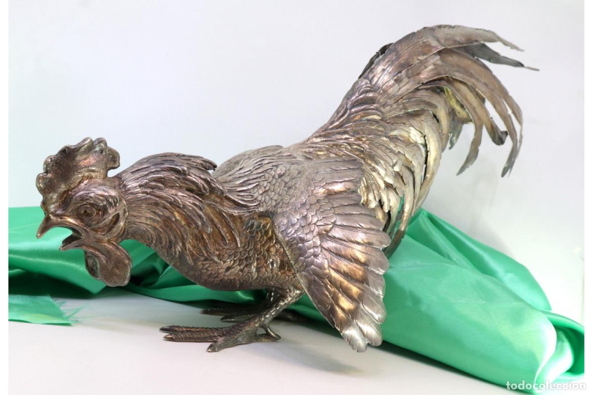 Antig&uuml;edades: Conjunto de gallos de pelea, en plata. - Foto 11