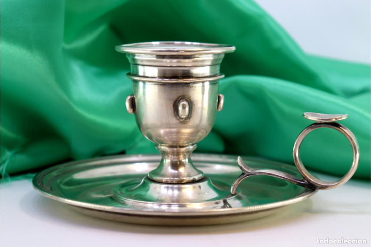 Antig&uuml;edades: Candelabro de mano, en plata - Foto 1