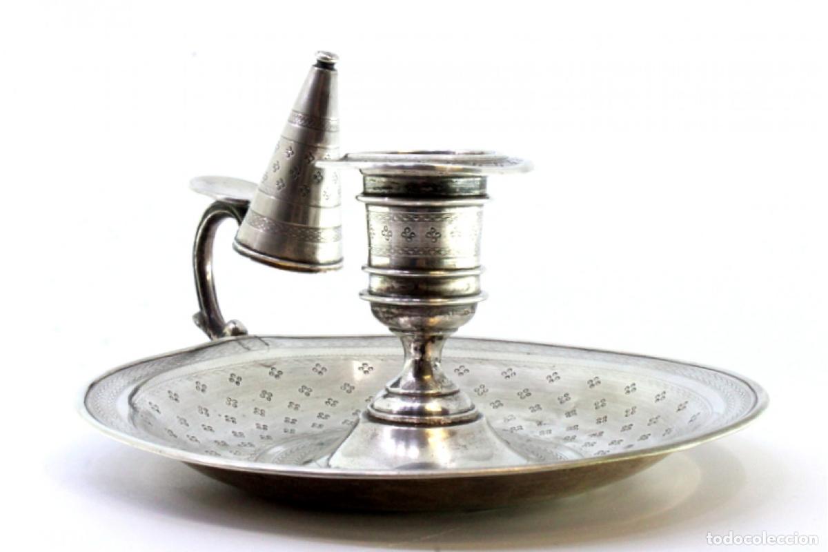 Antig&uuml;edades: Candelabro de mano, en plata - Foto 2