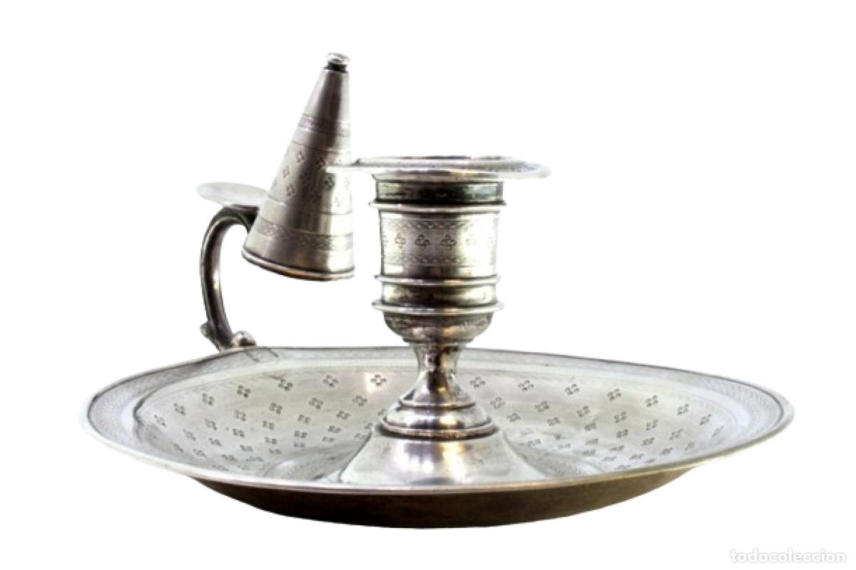 Antig&uuml;edades: Candelabro de mano, en plata - Foto 1