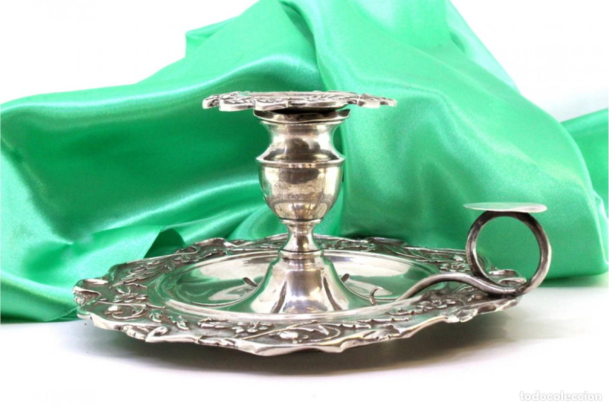 Antig&uuml;edades: Candelabro de mano, en plata - Foto 2