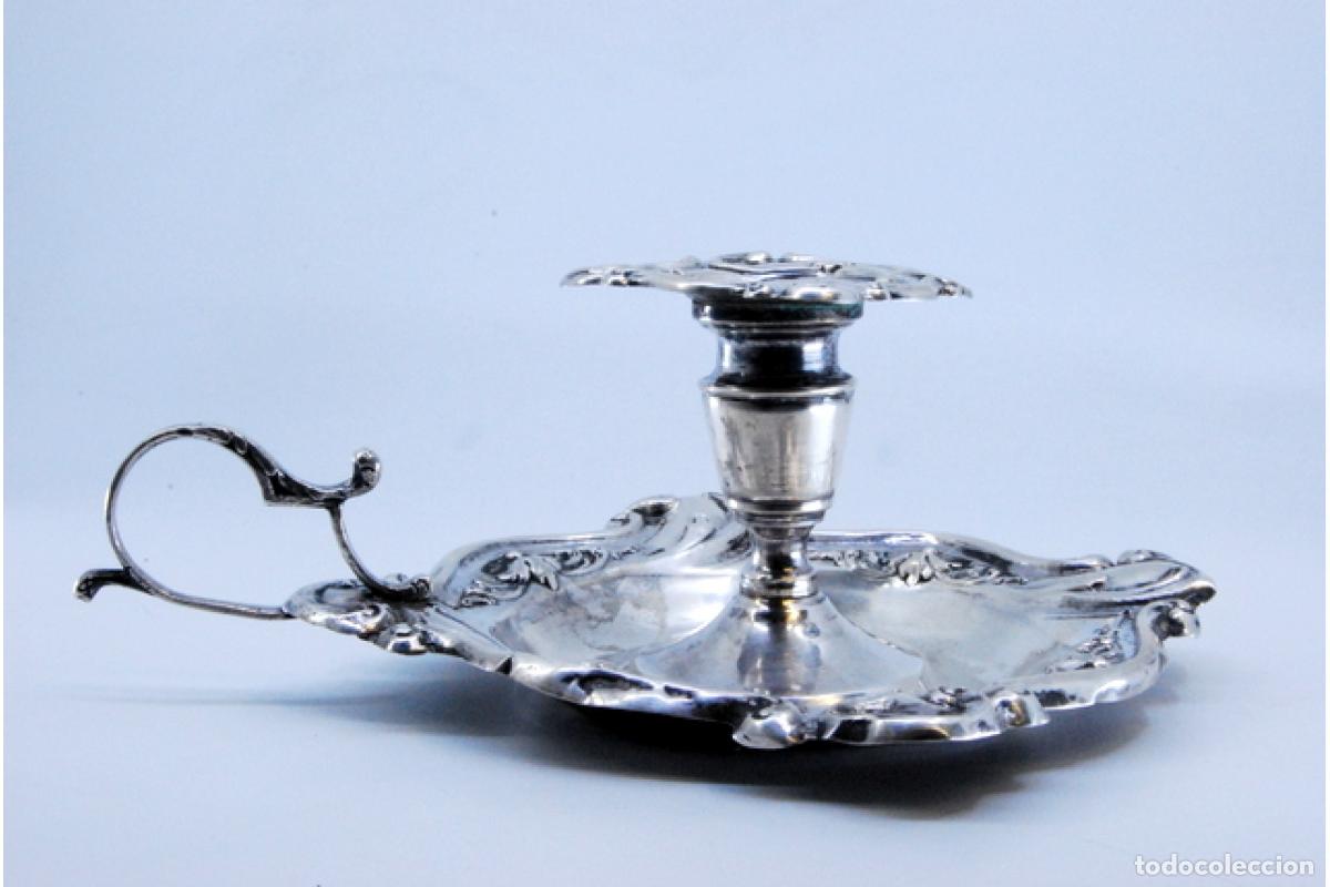 Antig&uuml;edades: Candelabro de mano, en plata - Foto 2