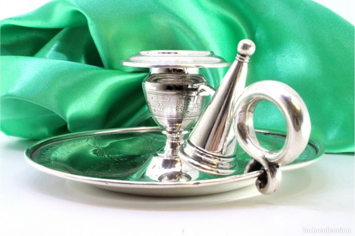 Antig&uuml;edades: Candelabro de mano, en plata - Foto 3