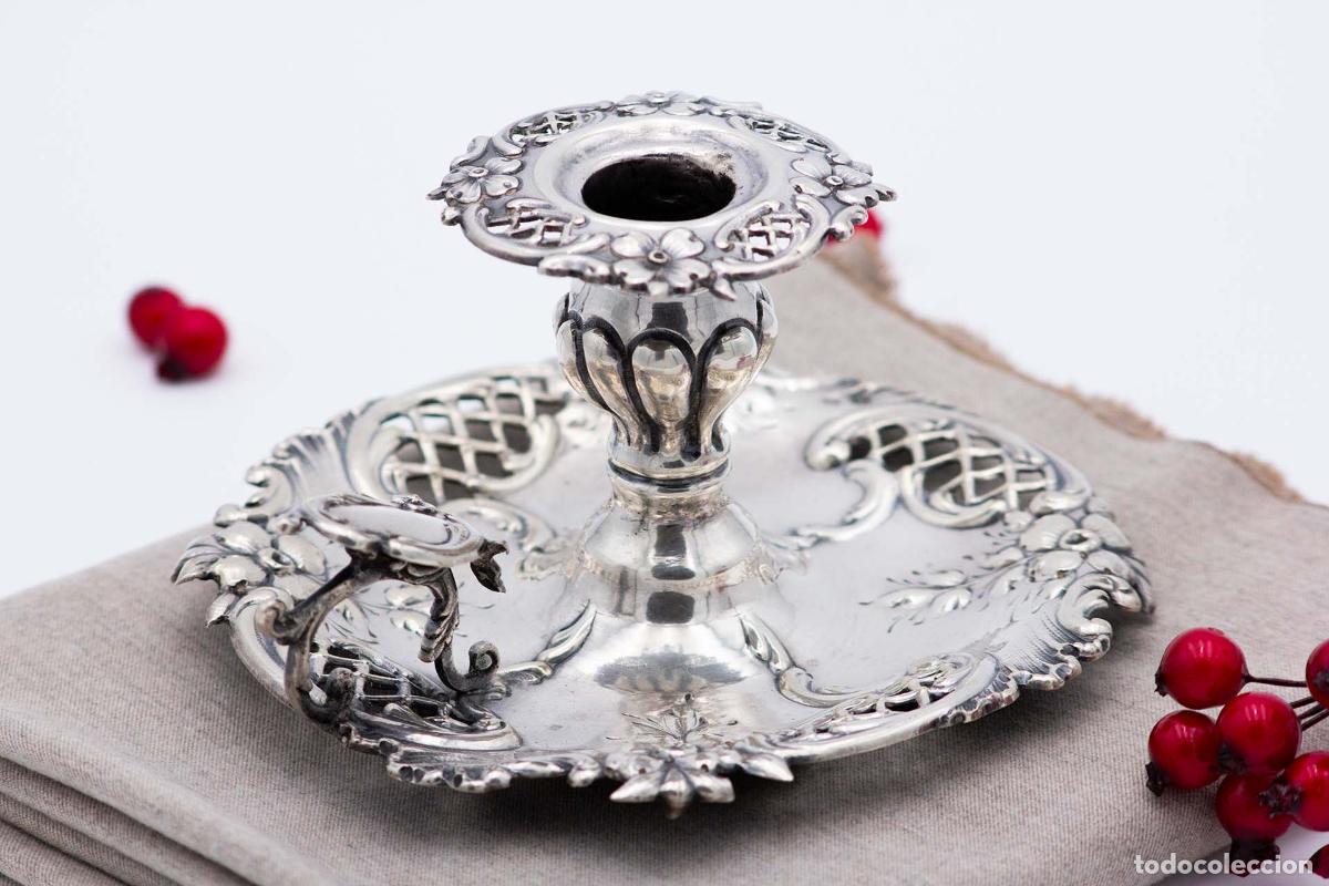 Antig&uuml;edades: Candelabro de mano, en plata - Foto 3