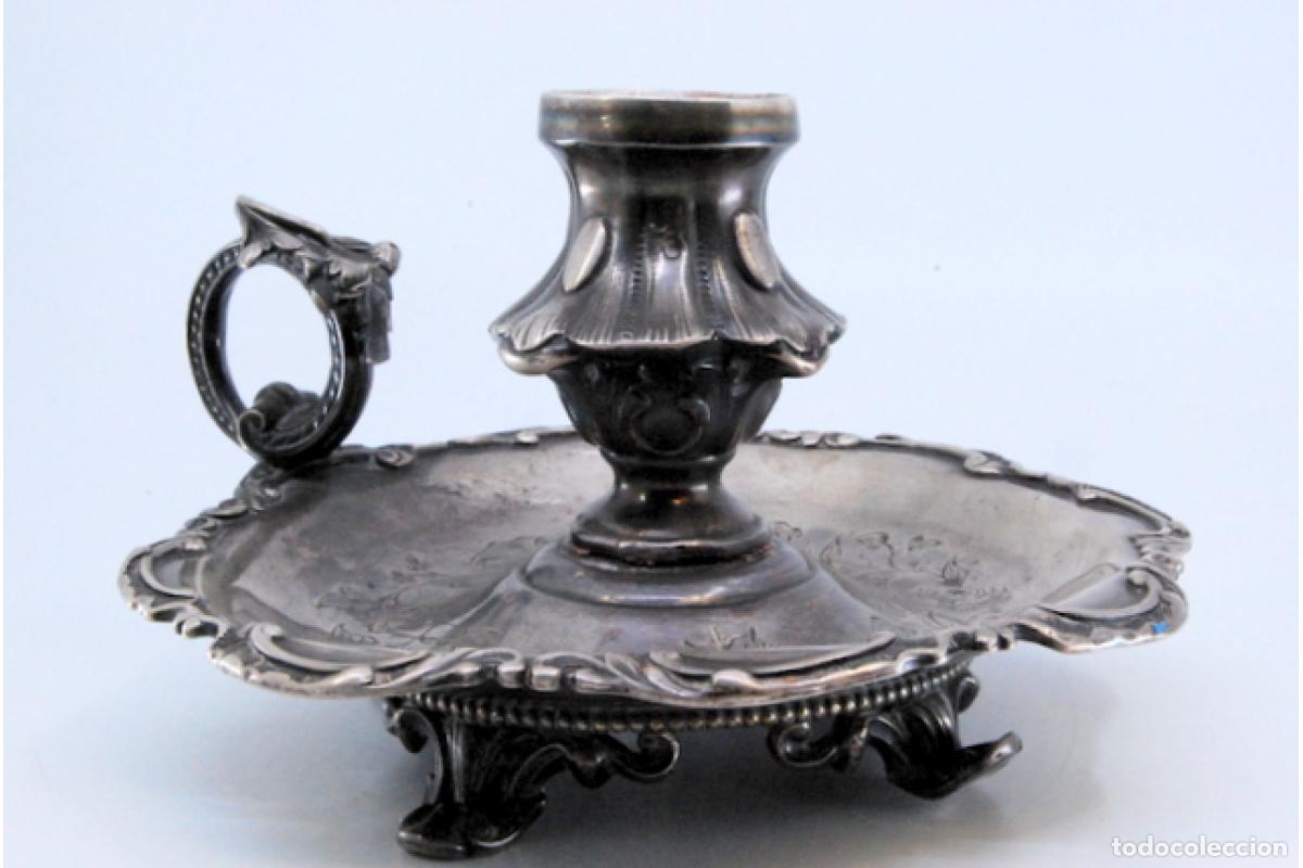 Antig&uuml;edades: Candelabro de mano, en plata - Foto 2