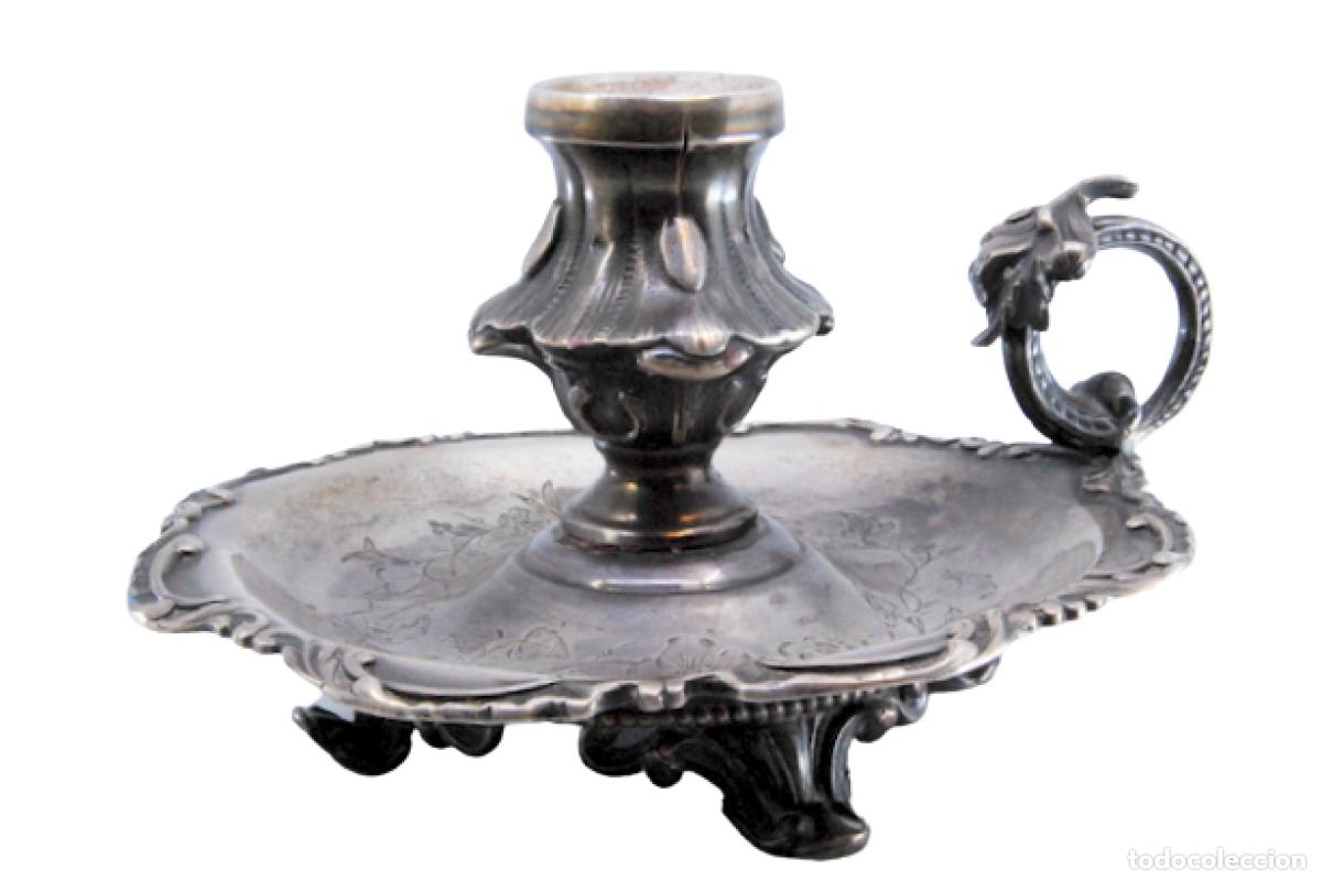 Antig&uuml;edades: Candelabro de mano, en plata - Foto 1